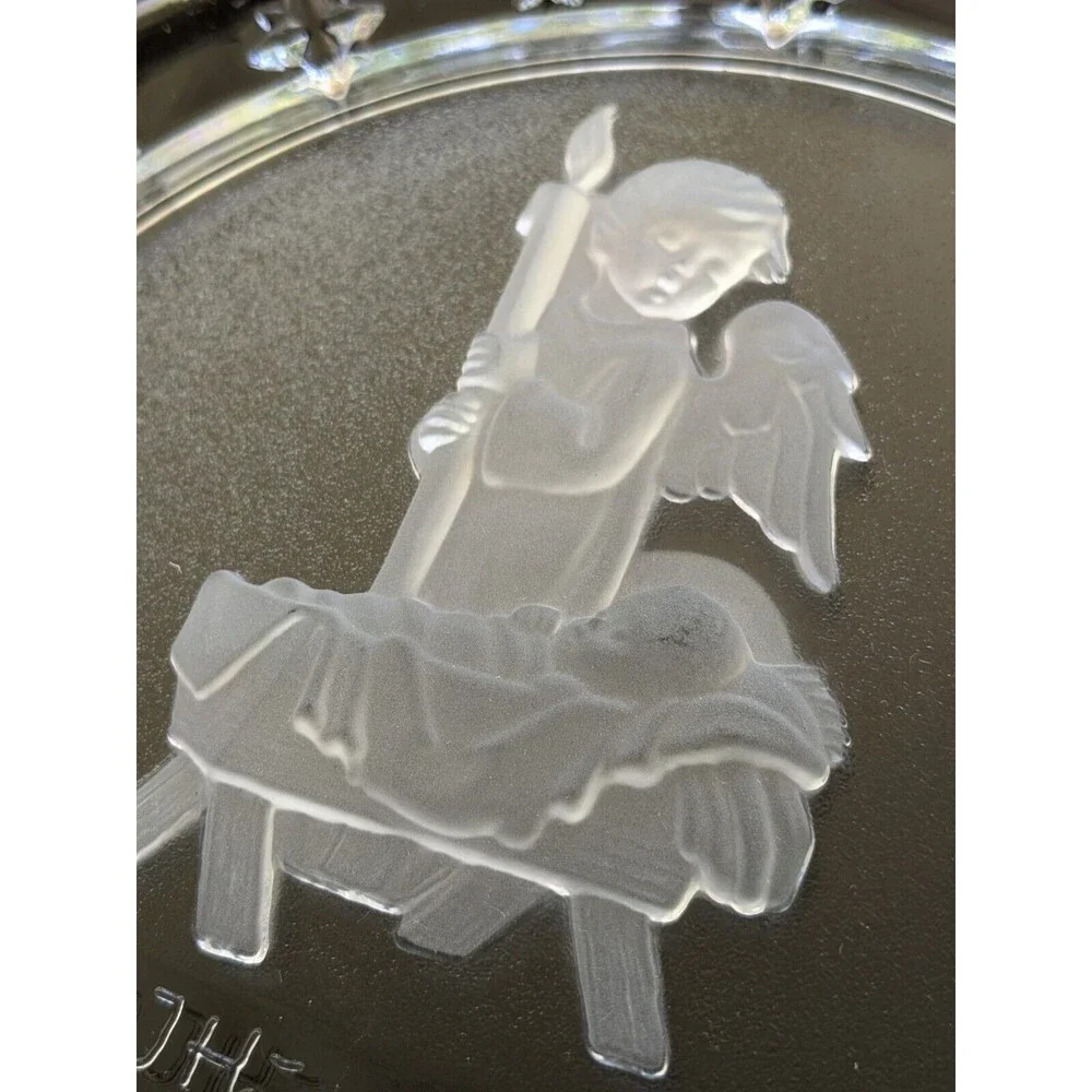 MJ Hummel Vtg Goebel Christmas Nativity Glass Plate 1996 Made In Germany Angel